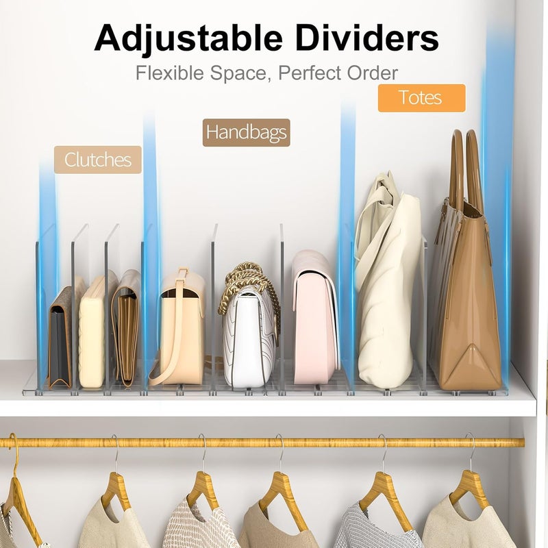 SortNStore Bag Purse Organizer Accessories: 2-Dividers Plastic Clutch Dividers for Closet Organizers and Storage - Keep Carteras & Pocketbook Upright - Image 4